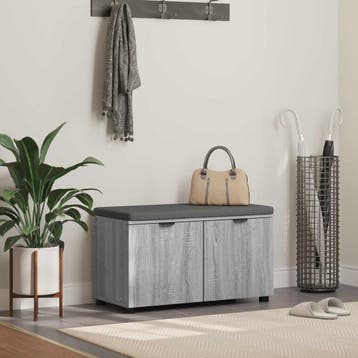 vidaXL Halbank met kussen met plank Grijze Sonoma 80 x 38 x, Verzenden, Nieuw
