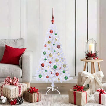 vidaXL Kunstkerstboom Wit 120 cm PVC en staal, Verzenden, Nieuw
