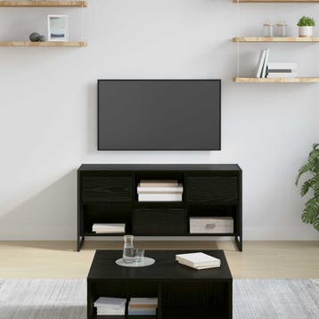 vidaXL TV-kast 100 x 36 x 49,5 cm Zwart Eiken Bewerkt hout, Minder dan 50 cm, Verzenden, Nieuw, Minder dan 100 cm