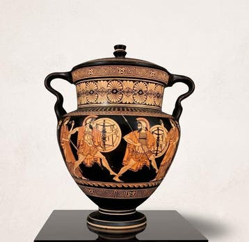 Offervaas - Reproductie van een oude Griekse volutenkrater -, Antiek en Kunst