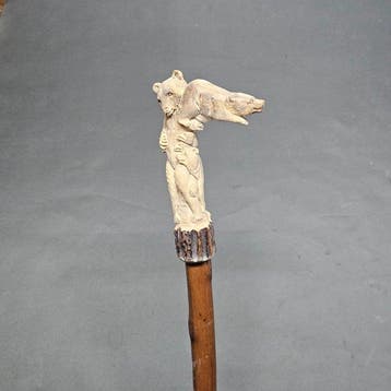 Wandelstok - Been, Hout - Alter Jagdstock, Antiek en Kunst