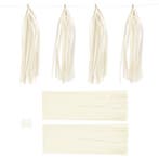 Tassels, afm 12x35 cm, 14 gr, off-white, 12 stuk/ 1 doos, Nieuw
