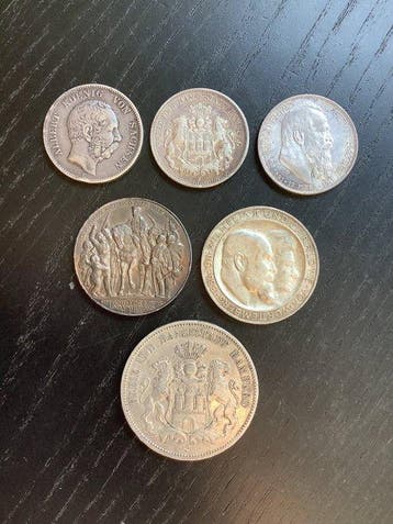 Duitsland, keizerrijk Lot of 6 silver coins 1876-1913