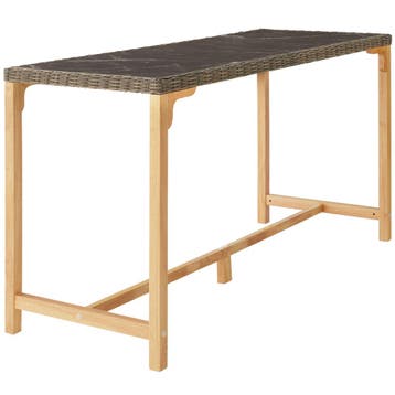 Wicker bartafel Lovas 161x64,5x99,5cm - natuur, Verzenden, Nieuw