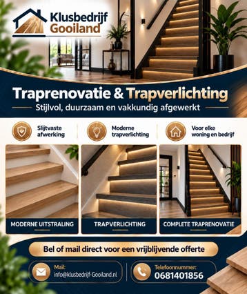 Traprenovatie en trapverlichting PVC en Overzettreden, Garantie, Laminaat of Parket