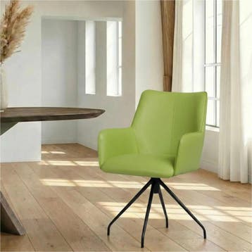 Leren eetkamerstoel Wave - Toledo Lime (felgroen) -, Ophalen of Verzenden, Nieuw, Leer, Bohemian, Eigentijds, Industrieel, Modern, Scandinavisch