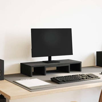 vidaXL Monitorstandaard verstelbaar zwart eiken 60x24x10,5, Verzenden, Nieuw