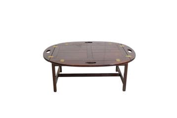 Klassieke houten Butler Tray salontafel met koperen beslag, Huis en Inrichting, Tafels | Salontafels, Ophalen of Verzenden, Nieuw