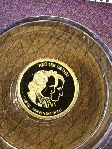 Liberia. 10 Dollars 2021 Grimm Brüder, 1/100 Oz (.999) mit