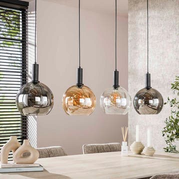 *WOONWINKEL* Hanglamp Tricolore 4-lichts Zwart, Huis en Inrichting, Lampen | Hanglampen, Verzenden, Nieuw