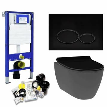 UP320 Toiletset 13 Idevit Alfa Matzwart Rimfree Met, Ophalen of Verzenden, Nieuw