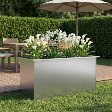 vidaXL Plantenbak met led zilver 50 x 100 x 48 cm, 100 cm of meer, Verzenden, Nieuw, Metaal