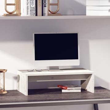 vidaXL Monitorstandaard 50x27x15 cm massief grenenhout wit, Verzenden, Nieuw, 50 tot 100 cm, Minder dan 100 cm