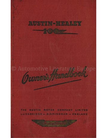 1954 AUSTIN HEALEY 100 INSTRUCTIEBOEKJE ENGELS