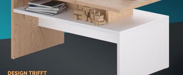 Salontafel Sacramento Wit/Eik 95x55x50cm (Meubelen), Verzenden