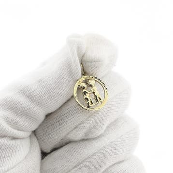 Gouden sterrenbeeld hanger; Tweelingen (Hanger of bedel), Ophalen of Verzenden, Gebruikt, Goud, Overige merken