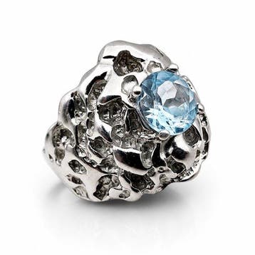 Zonder minimumprijs - Ring Zilver - Brutalistisch - Topaas, Nieuw