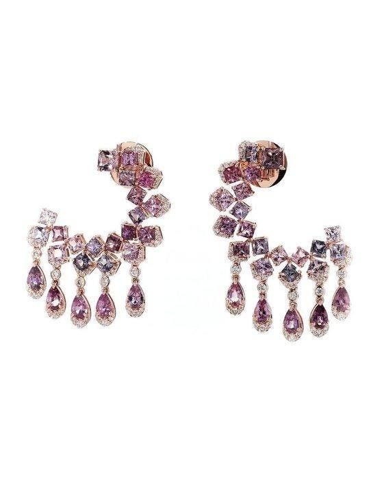 Statement oorbellen - 14 karaat Roségoud - 7.97ct. tw., Sieraden, Tassen en Uiterlijk, Antieke sieraden