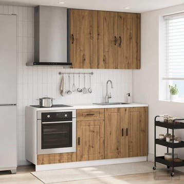 vidaXL Keukenblok PORTO 5 st Artisanaal eiken Bewerkt hout, Verzenden, Nieuw, Bruin