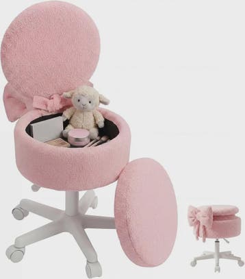 Teddy Pluche Kapstoel met Opbergruimte en Opklapbare Rugleun, Verzenden, Nieuw