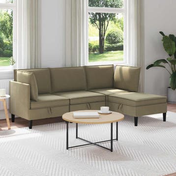 vidaXL Woonkamer Meubelset 4 st Kaki Stof, Verzenden, Nieuw, Stof, 200 tot 250 cm