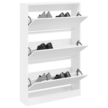 vidaXL Schoenenkast 80x21x125,5 cm bewerkt hout wit, Huis en Inrichting, Verzenden, Nieuw