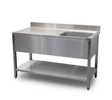 HCB Spoeltafel - enkele spoelbak rechts - 140 cm - RVS, Zakelijke goederen, Horeca | Keukenapparatuur, Verzenden, Nieuw in verpakking