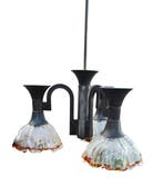 Kroonluchter - Glas, Gelakt metaal - Vintage kroonluster met, Antiek en Kunst