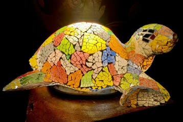Schildpad / Turtle glas mozaïek lamp NIEUW! 100%handwerk €59, Huis en Inrichting, Ophalen of Verzenden, Nieuw, Glas, Minder dan 50 cm