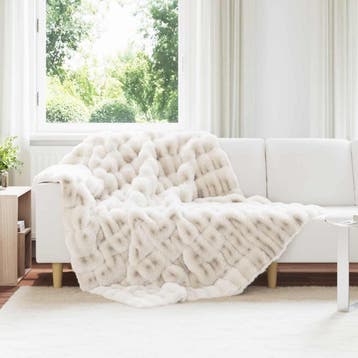 vidaXL Antislip deken van imitatie konijnenbont Olite Wit, Verzenden, Nieuw, Wit