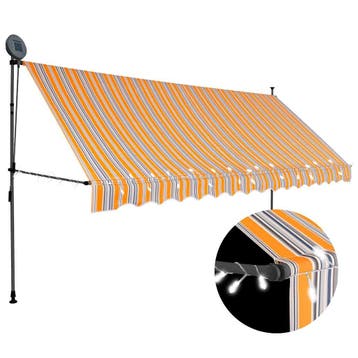 vidaXL Luifel handmatig uitschuifbaar met LED 350 cm geel en, Verzenden, Nieuw