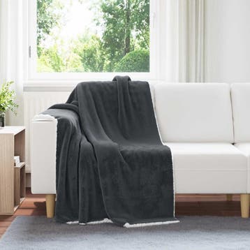 vidaXL plaid Donkergrijs 130 x 150 cm 1 kg Fleece, Verzenden, Nieuw, Grijs