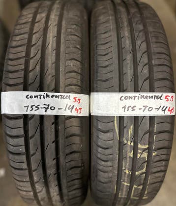 2x155-70-14 Continental zomer 5.5mm €45 per band 155 70 14, Ophalen, 14 inch, Gebruikt, 155 mm