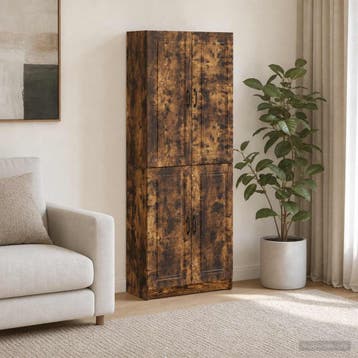 vidaXL Kastenset 2 st Gerookt eiken Bewerkt hout, Minder dan 50 cm, Verzenden, Nieuw, Minder dan 100 cm