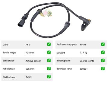 ABS-sensor Chrysler Pt Cruiser 2.4 (PT) Van 2004-09 tot 2010, Verzenden, Nieuw, Chrysler
