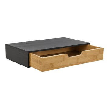 Wandplank met lade Bokn bamboe 40x24x8 cm zwart [en.casa], Verzenden, Nieuw