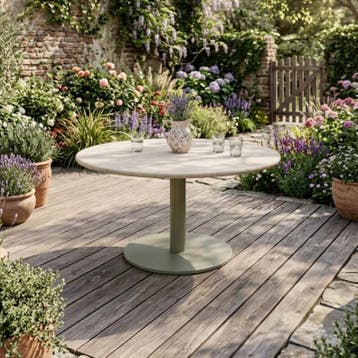 Union dining tafel 140xH76 cm latte polystone travertine, Tuin en Terras, Ophalen of Verzenden, Nieuw