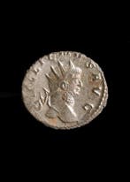 Oud-Romeins Gesilverd brons Antoninianus van Gallienus, Antiek en Kunst