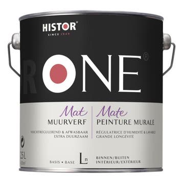 ONE by Histor Muurverf Mat Vochtregulerend & Afwasbaar 2,5, Ophalen of Verzenden, Nieuw