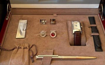 Dunhill - watch, pen, cufflinks set in wooden box -, Verzamelen, Nieuw