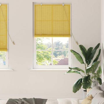 vidaXL Rolgordijn Geel 90 x 220 cm Bamboe, Verzenden, Nieuw, Geel