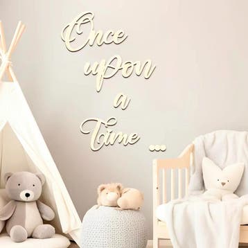 Houten wand tekst decoratie One Upon a Time ..., Kinderen en Baby's, Kinderkamer | Inrichting en Decoratie, Verzenden, Nieuw, Wanddecoratie