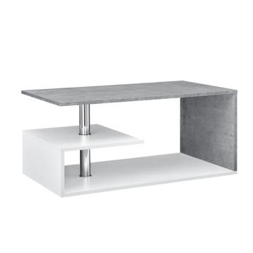 Salontafel Haarlem rechthoekig wit en betonkleurig 90x50x41, Verzenden, Nieuw