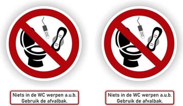 Niets in de wc werpen - toilet Sticker set (877.14), Verzamelen, Verzenden, Nieuw, Overige typen