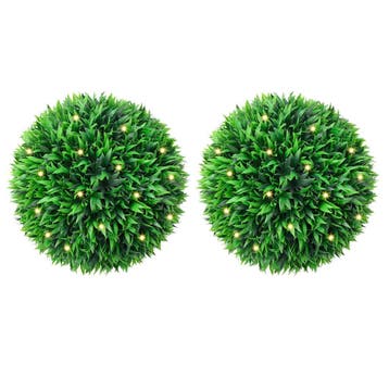 vidaXL Kunstbuxusballen met LED-verlichting 2 st 38 cm groen, Verzenden, Nieuw