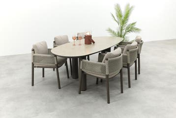 4SO Savanne/Denia 6-persoons organische tuinset 240x105 cm., Verzenden, Nieuw, Overige materialen, Tuinset