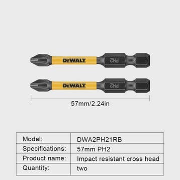 DEWALT PH2 57mm Impact Schroefbits - Set van 2, 5 of 10 stuk, Verzenden, Nieuw