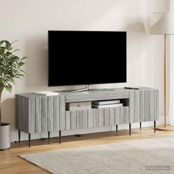 vidaXL LED tv-meubel ZWOLLE 153 x 35 x 43 cm Grijs Sonoma, Minder dan 50 cm, Verzenden, Nieuw, Minder dan 100 cm