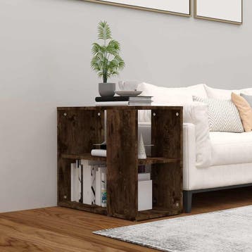 vidaXL Bijzetkast 60x30x50 cm bewerkt hout gerookt, Minder dan 50 cm, Verzenden, Nieuw, Minder dan 100 cm