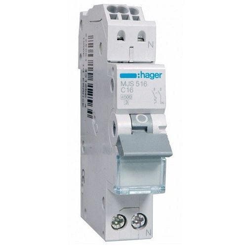 Hager Installatieautomaat 16A C-kar 1P+N, Doe-het-zelf en Verbouw, Elektra en Kabels, Nieuw, Ophalen of Verzenden